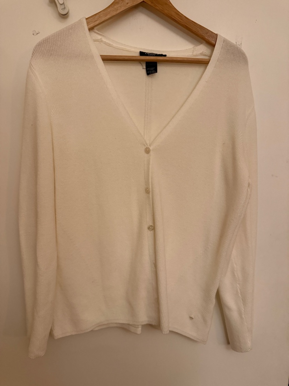 Olsen Europe Cream Cardigan M-L Lightweight Button Front Knit Coastal Casual
